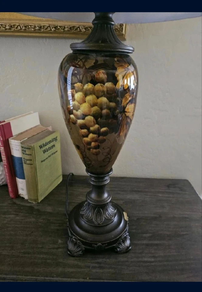 Antigua lámpara de cerámica floral vintage Roadshow Dale Tiffany uva - RARA Foto 2 de 4