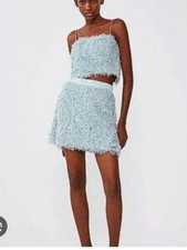 ZARA  feather-effect mini skirt blue Sz M