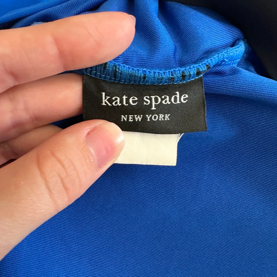 Traje de baño Kate Spade de una pieza para mujer 6 azul negro correas de corbata copas acolchadas acanaladas Foto 3 de 4