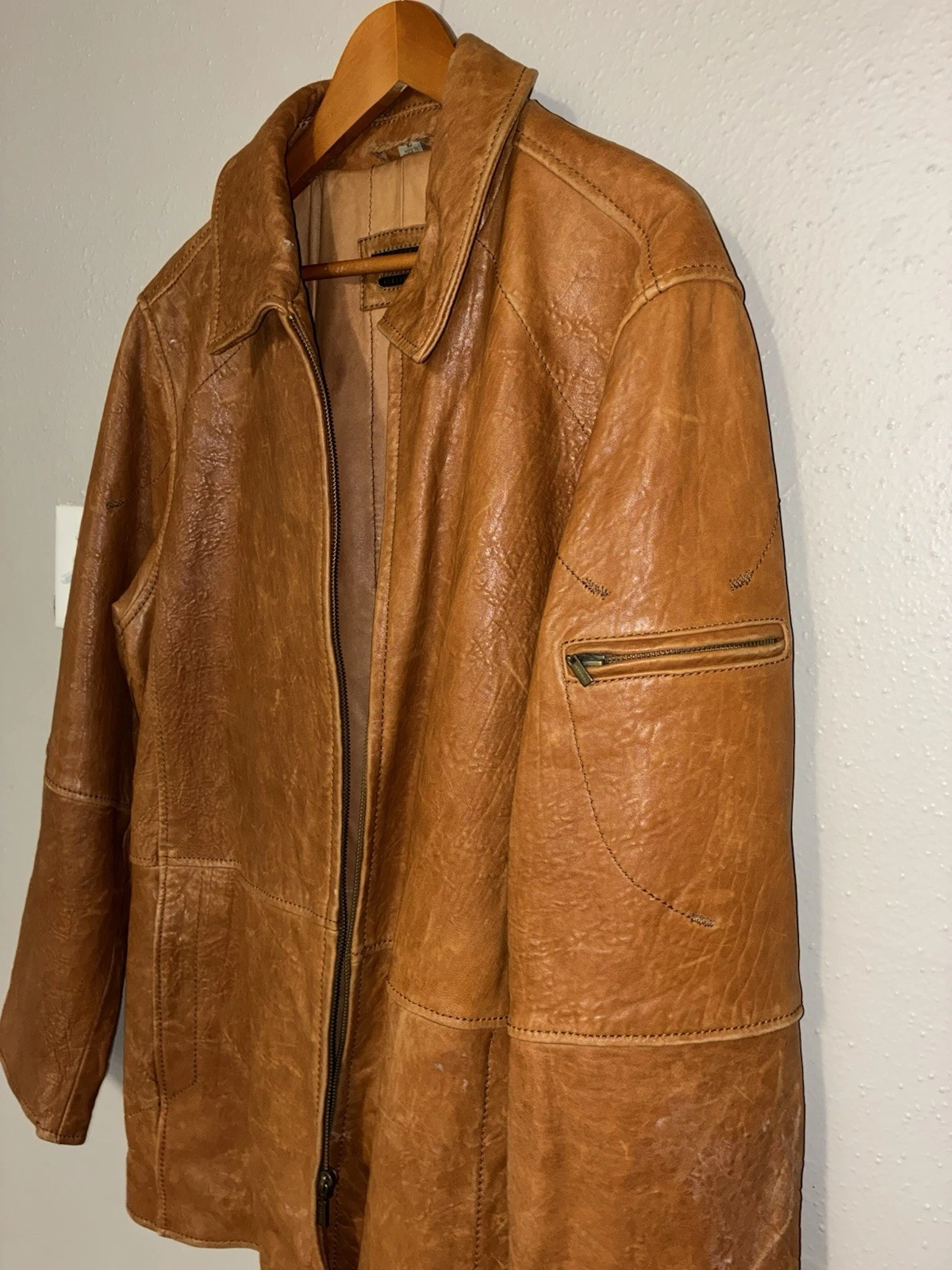 Vintage 90s Robert Comstock Vertical Long Leather Coat Men's image 3