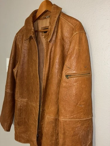 Vintage 90s Robert Comstock Vertical Long Leather Coat Men's image 3