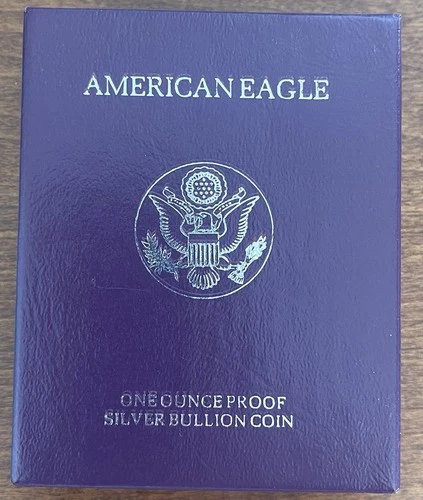 1992 S American Eagle One Ounce Silver Bullion Coin 99.9% Pure Silver Box COA