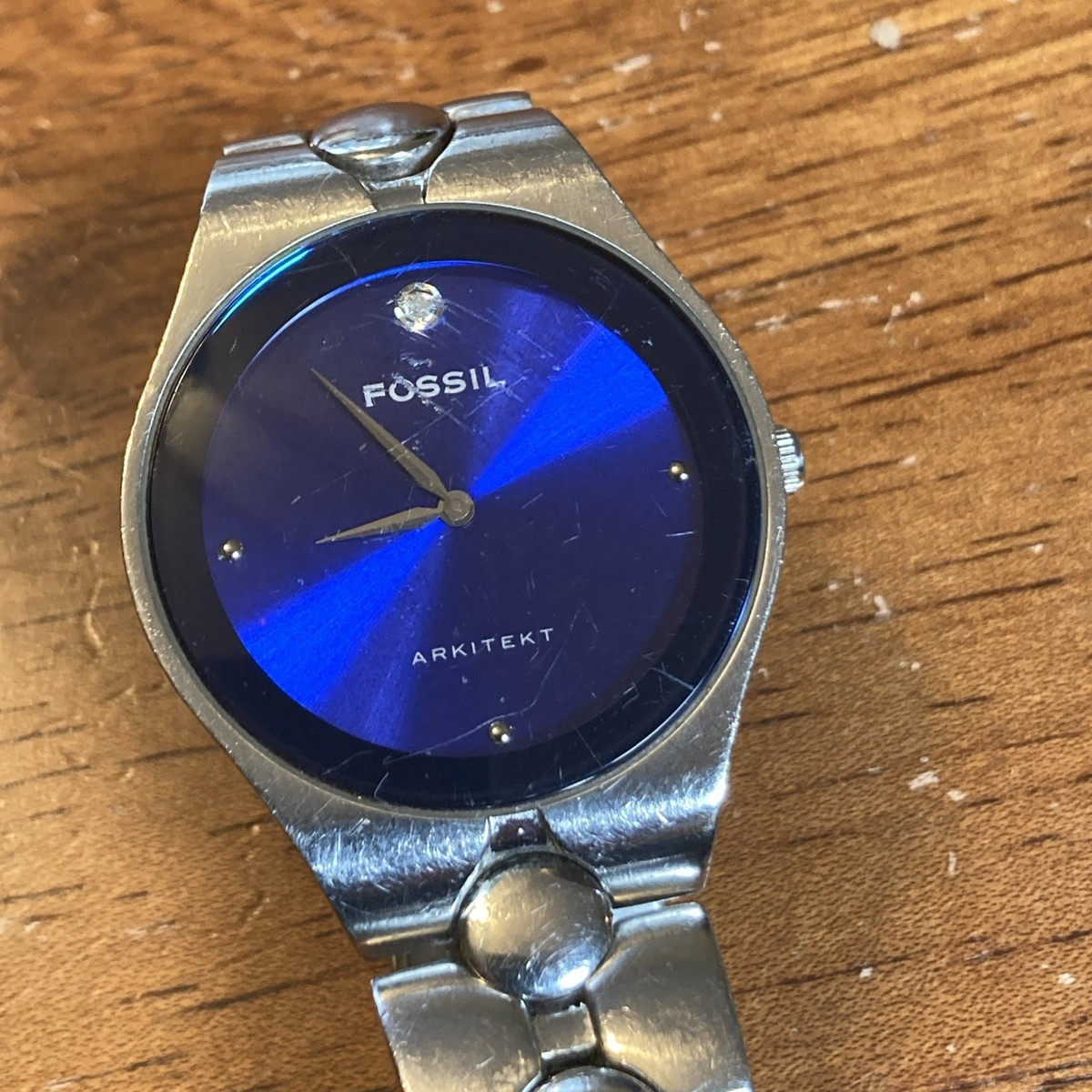 Fossil Arkitekt Mens Watch FS-2710 35mm Blue dial all Stainless 