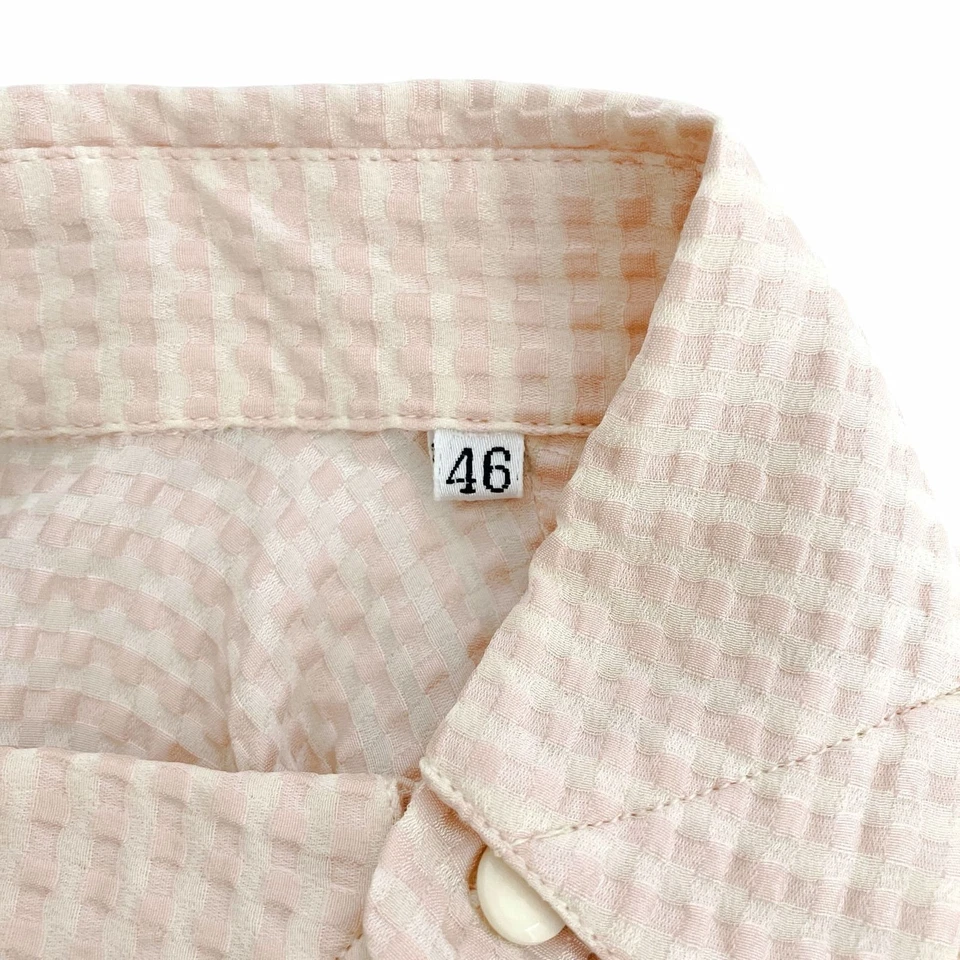 GIANNI VERSACE шелк вафли плетение длинным рукавом рубашка розовый шелк мужской двубортный - Изображение 4 из 4