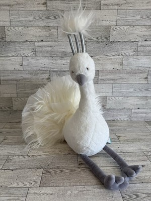 NWT Jellycat Lola Wingaling White Peacock Plush Stuffed Animal 20'' Tall FLAWED