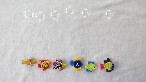 Set of Six (6) Floating Glass Fish, 41752, New - Afbeelding 3 van 8