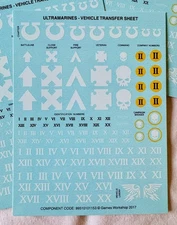 ULTRAMARINES SPACE MARINES~Vehicle~DECALS/TRANSFERS~Games Workshop WARHAMMER 40K
