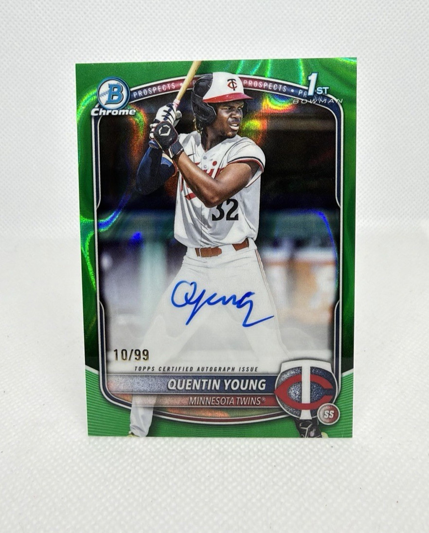 2025 Bowman Draft Chrome Quentin Young 1st Bowman Green Lava Refractor Auto /99