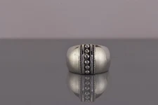 MWS Sterling Silver Collared Stacked Dots Domed Band Ring 925 Sz: 7