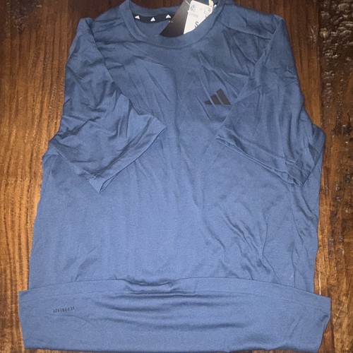 adidas Men's Blue Short Sleeve Crew Neck T-Shirt Polyester Lightweight S GT5556