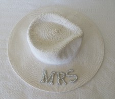 Bride to be Cowboy Hat "Mrs." White w/Adjustable strap Bachelorette Party
