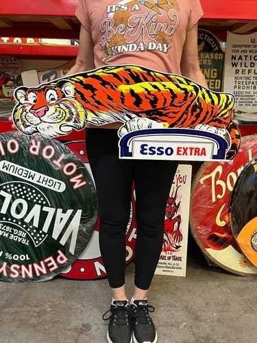 Vintage Style Metal Sign Esso Tiger NOT Porcelain 30x12 Made USA