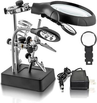 Desktop LED Lighted Magnifying Glass Soldering Station, Mlogiroa Adjustable Help
