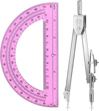 Student Protractor and Compass Set, Student Geometry Math Set, Compass for Geome