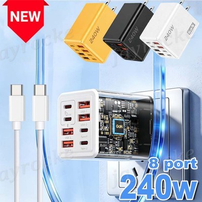 240W Fast Charging USB Type C US Wall Charger For Samsung iPhone Android Phone