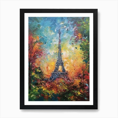 Eiffel Tower Paris France Monet Sty Framed Wall Art Poster Canvas Print Picture