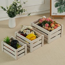 Set of 3 Vintage Wooden Crates - Rustic Storage Boxes for Home/Wedding Decor