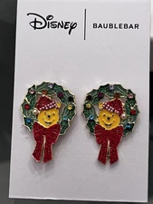 Baublebar Disney  Christmas Winnie the Pooh in Wreath  Post Earrings  NEW