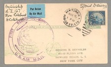 Zeppelin Weltrundfahrt 1929 Zuleitung USA mit seltener 2 Dollar-Marke