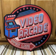 Video Arcade Game Room Sign Pinball Bar Vintage Style Wall Decor