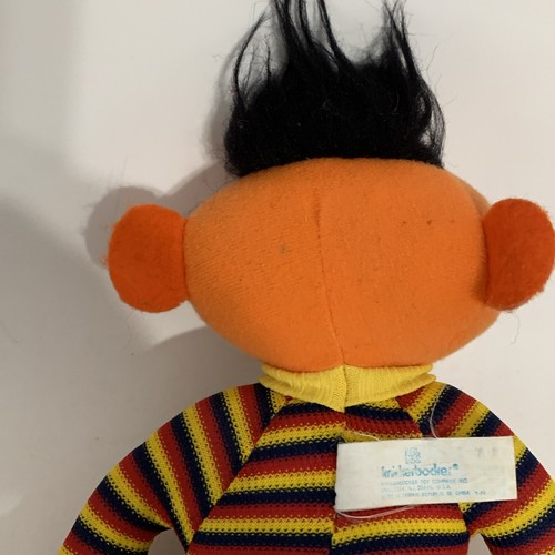 Vintage Sesame Street ERNIE Knickerbocker 11" Stuffed Plush Toy Blue Red Stripes - Picture 7 of 11