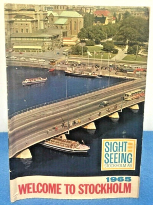 Vintage Stockholm Schweden Reise Tourist Prospekt Reiseführer Buch Karte 1965.