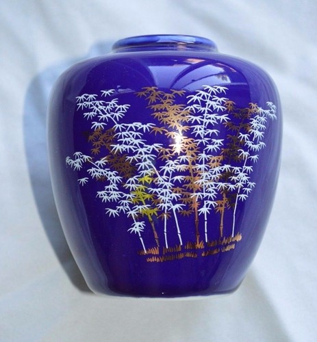 VINTAGE Japanese 4" miniature Vase with lid with Bamboo Designs (2, B3) - Bild 2 von 9