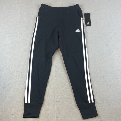 Adidas Jogginghose Mädchen Gr. M (10/12) 3-Streifen Baumwolle schwarz weiß