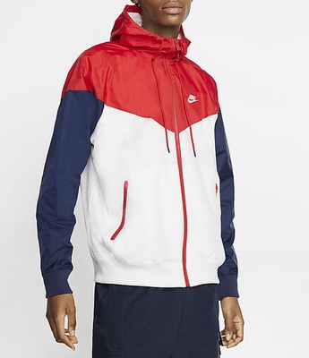 Nwt Mens Nike Sportswear Red/white/blue Windrunner Full Zip Hooded Jacket Sz: S | eBay