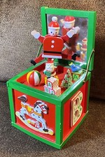 Vintage Musical Wood JACK-IN-THE-BOX, MUSIC BOX Toys Christmas Marionette Puppet