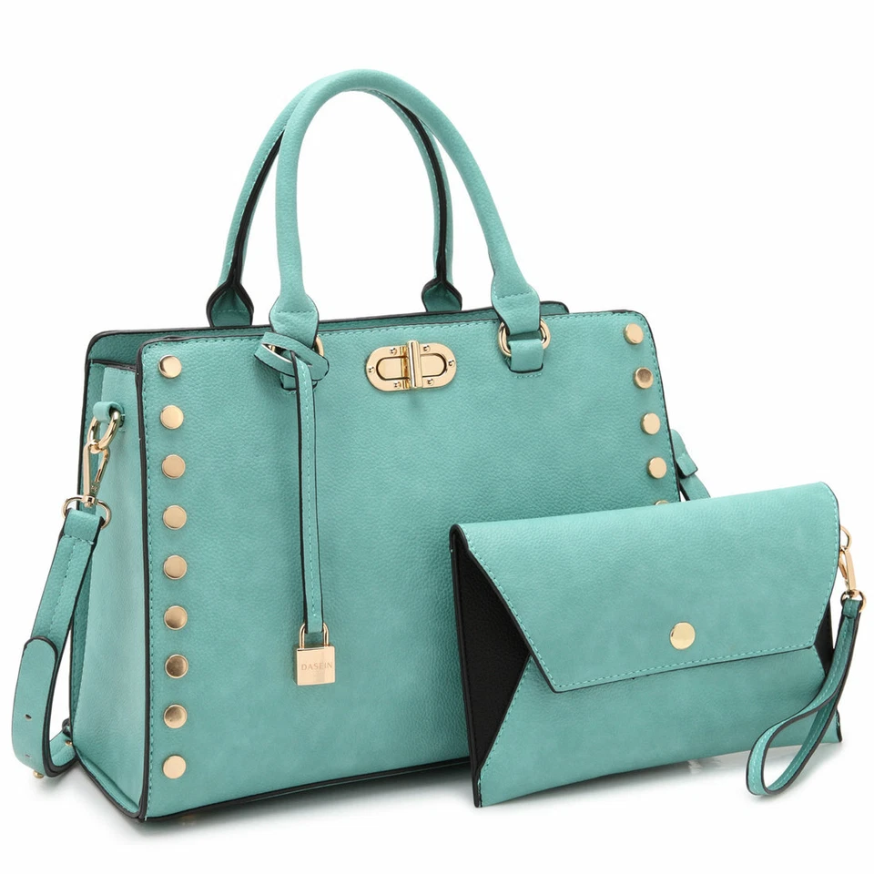 Bolsas de trabalho femininas clássicas médias satchel alça superior com embreagem combinando - Imagem 4 de 4