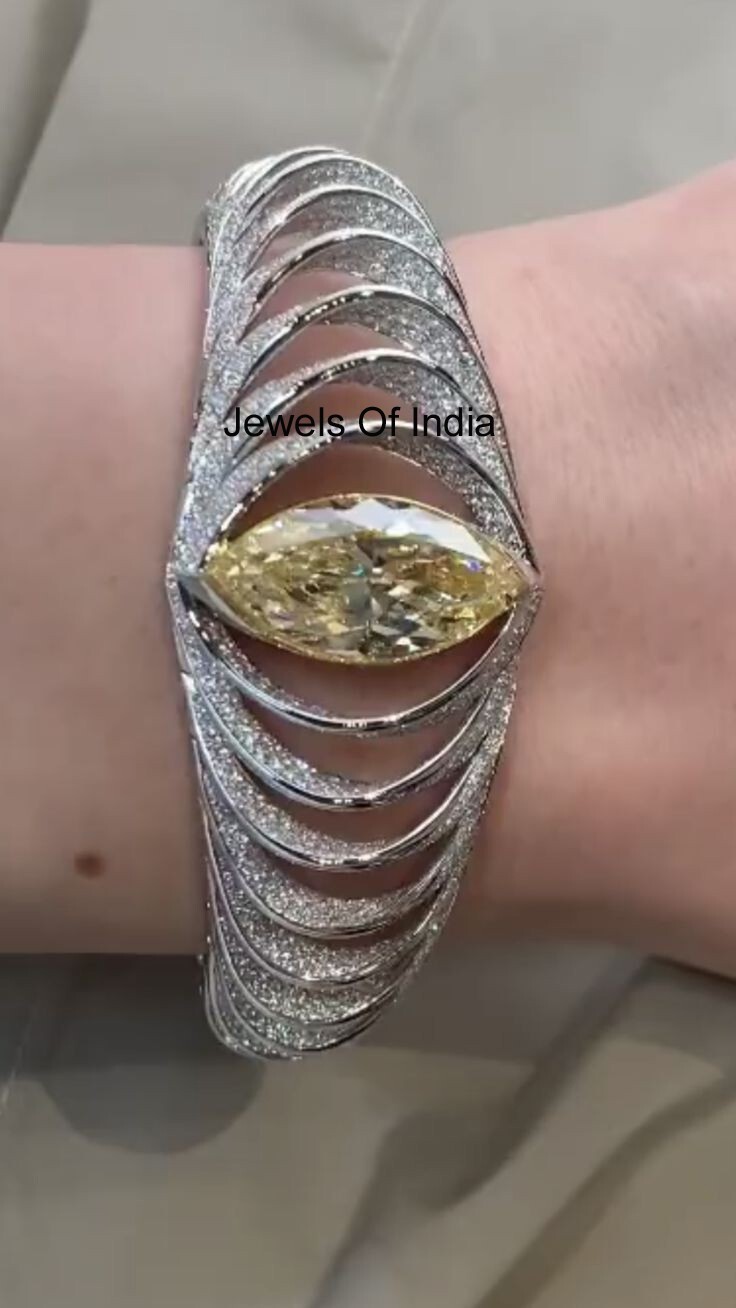 Natural Rose Cut Diamond & Citrine Sterling Silver Bangle Bracelet-image