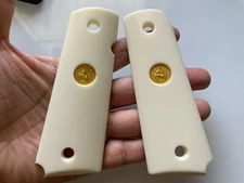 New Beige Resin Decorate Grip For Colt 1911 Full Size Kimber Clones #No ambi