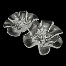 Vintage Mikasa Bianca Double Frosted Embossed Floral Candy Nut Dish Bowl Footed