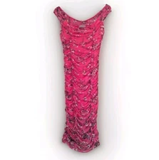 NWOT - Leith Ruched Floral Dress Coral Bodycon Sheath Meshed Lined Size M