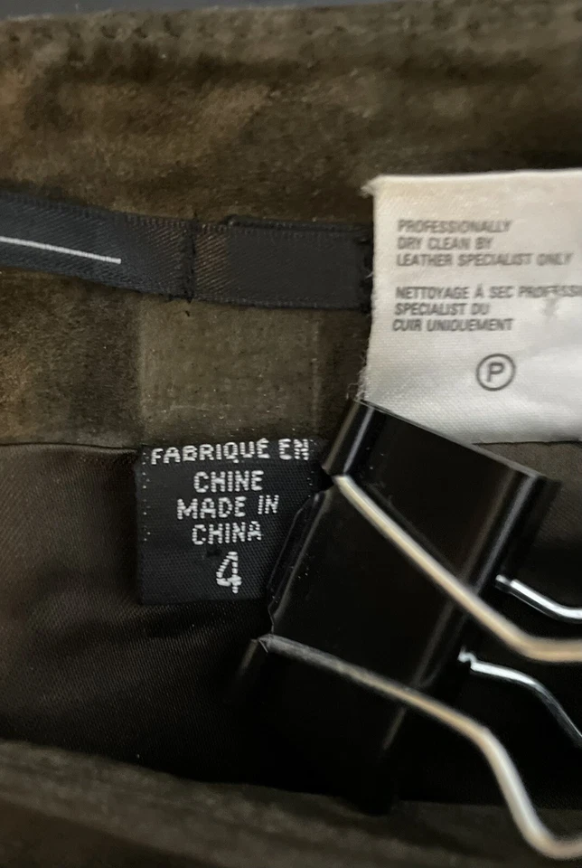 Mujer Cuero Issa & Co Pantalones Cuero Gamuza Verde Oscuro Talla 4 Issa Foto 4 de 4