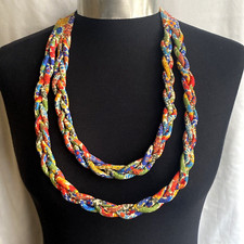 A New Handmade Beautiful Liberty Fabric 2 layers Plaited Statement Necklace