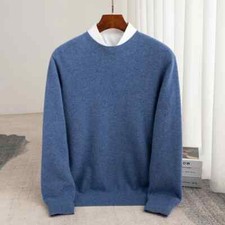 Wool Men's Thick Round Neck O-neck Long-Sleeved Knitted Cashmere Sweater