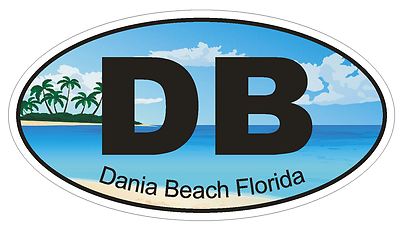 Dania Beach Florida Oval Bumper Sticker or Helmet Sticker D1195