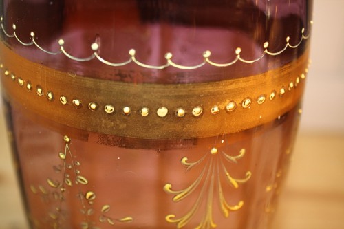 Vase en crisal soufflé translucide émaillé doré peint à la main - Photo 3/7