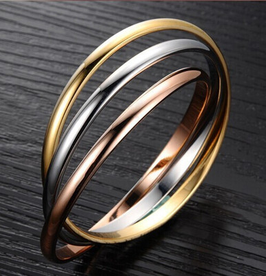 Edelstahl Ring Rolling Trinity Damen Herren 3er Wickelring Bandring 6 Farben