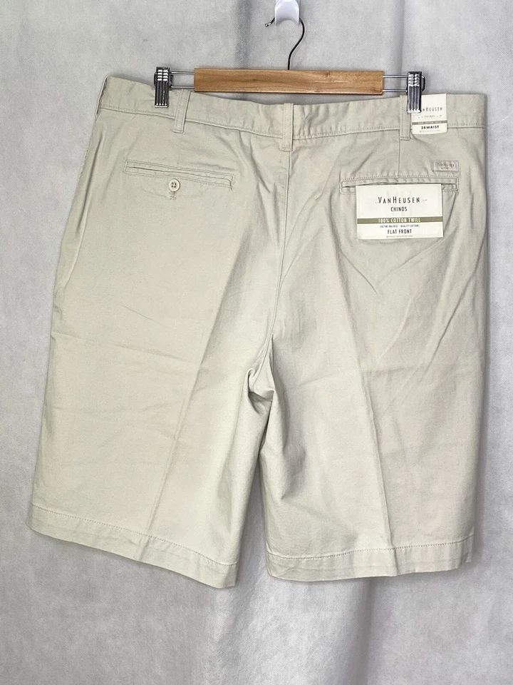 Nuevo con etiquetas Pantalones Cortos Chinos Van Heusen Para Hombre Marfil Crema Caqui 100% Algodón Sarga Talla 38 Foto 2 de 4