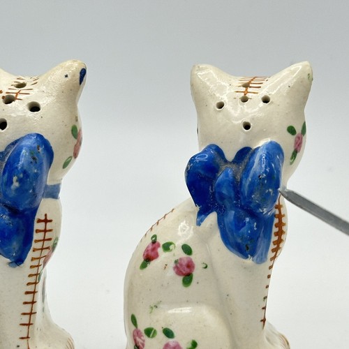 Vintage Pottery Stitch Floral Cat Shakers (Salt & Pepper) Japan - Picture 6 of 14