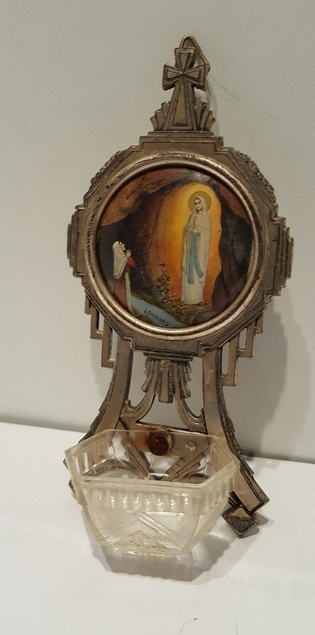 Weihwassergefäß Weihwasserbehälter Antik Alt Metall Lourdes Frankreich