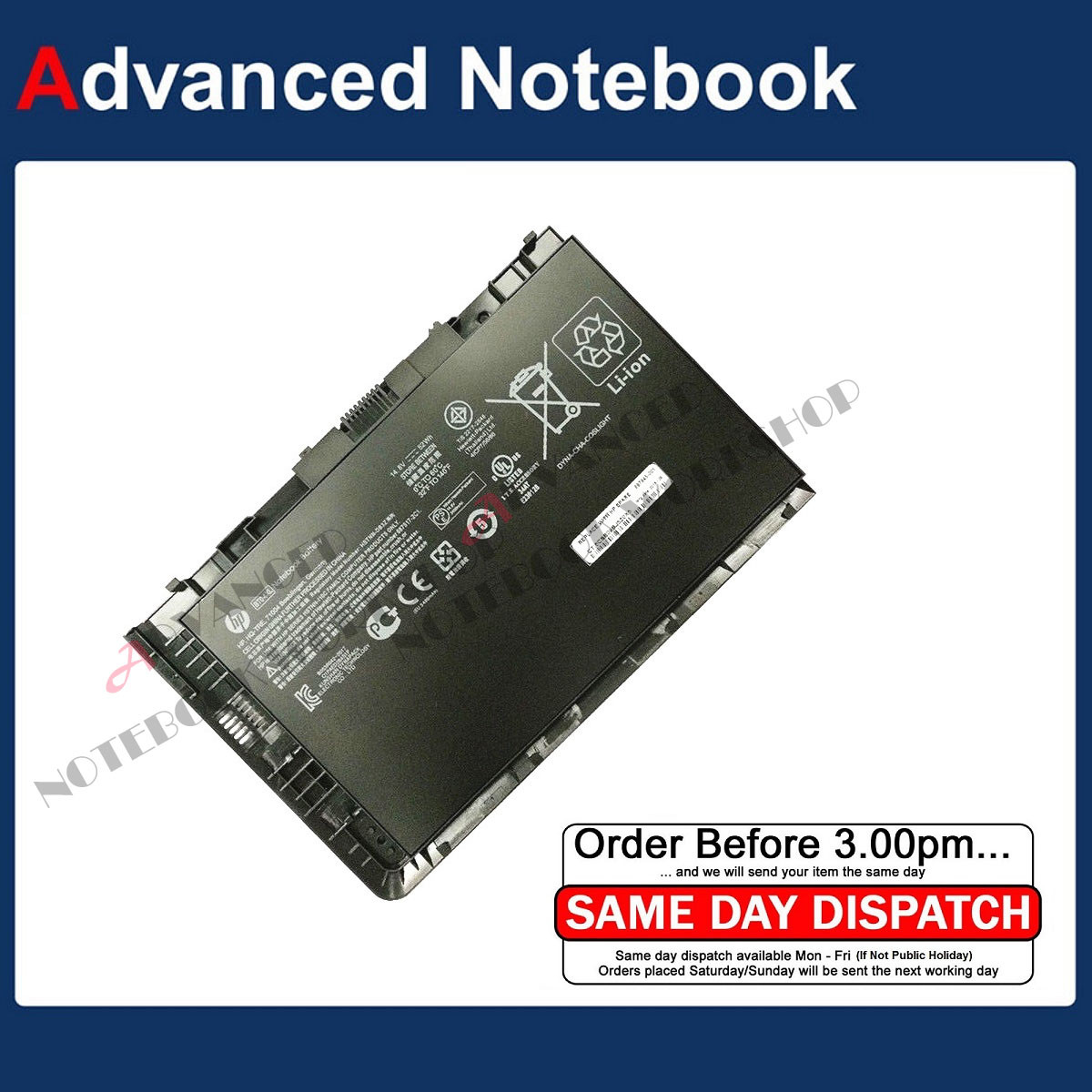 Replacement Laptop Battery For HP EliteBook Folio 9470m - 52Wh, 14.8V, BT04XL, 687945-001 8 thumbnail image
