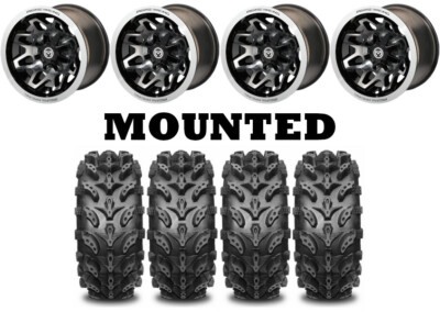 Kit 4 Interco Swamp Lite Tires 26x9-12 on Moose 416X Machined Wheels TER