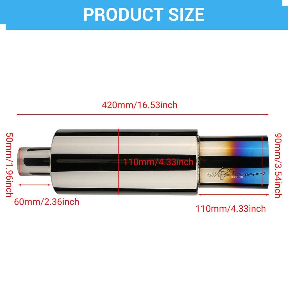 3.5" HKS 2" Inlet Polished/Blued Tip Inspired Cannon Exhaust Cannon Muffler Tool - image 2 of 4