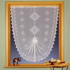 Gardine Scheibengardine Landhaus Karo Jacquard Vorhang weiß Shabby Chic Typ232