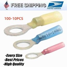 10-100PCS Wire Crimp Connectors Waterproof Heat Shrink Ring Terminals 22-10 AWG