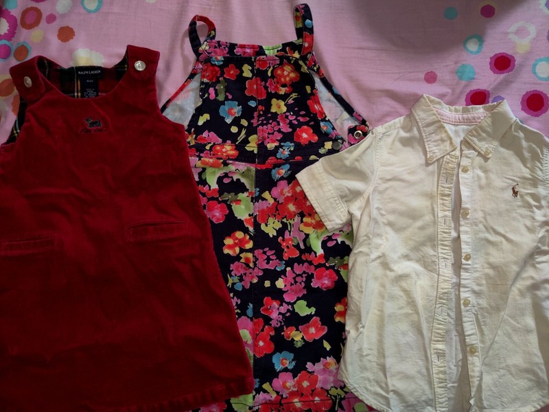 LOT Ralph Lauren Floral Denim Tee Shirt Corduroy Embroidered puppy 4T 5T Dress